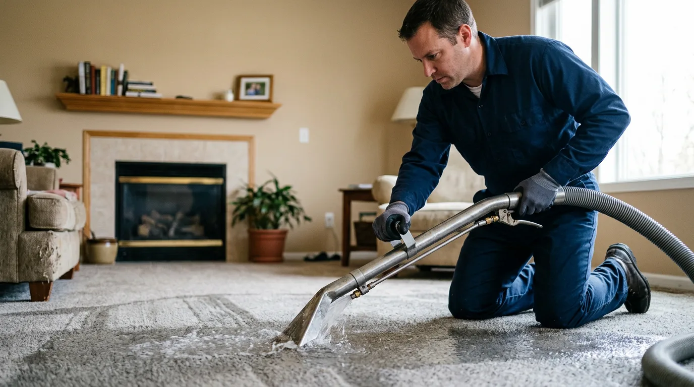 Water damage restoration technician working near Garland, TX
